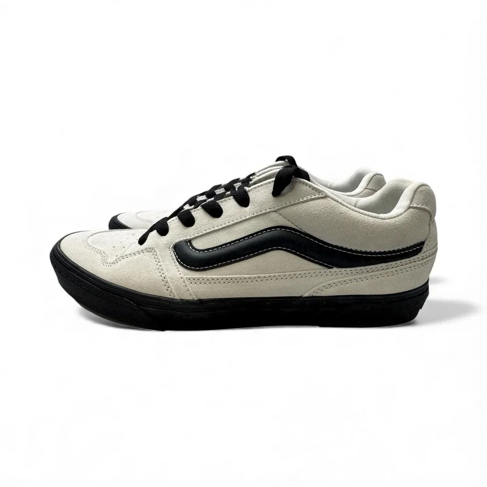 Vans Caldrone Suede Skater Shoes Men's 12 White Marshmallow w/ Black Outsole New